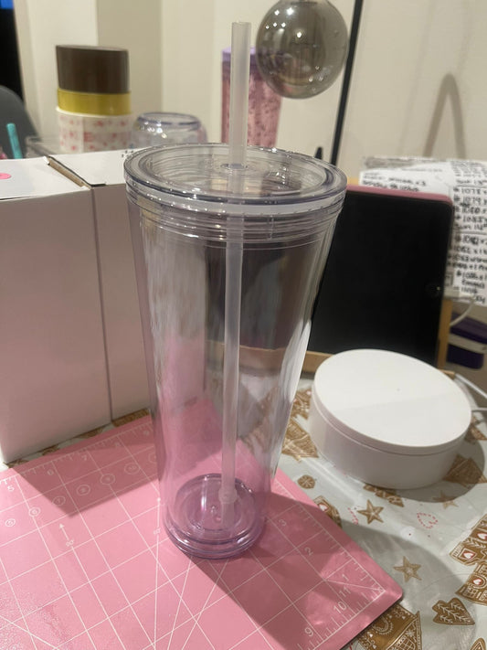 24oz Acrylic Snow Globe cup WIDE - clear